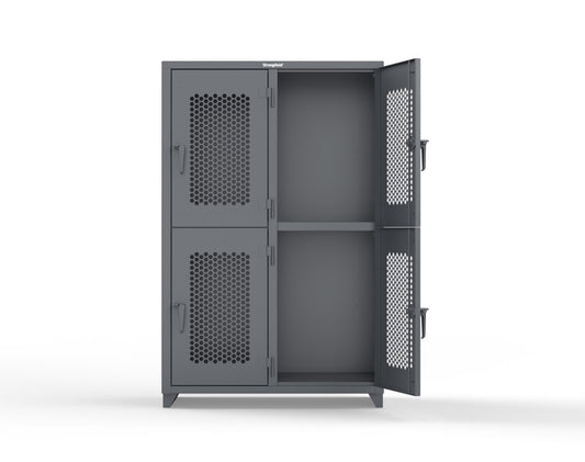 Extra Heavy Duty 14 GA Double-Tier Ventilated Locker, 4 Compartments - 48 in. W x 24 in. D x 75 in. H - 46-4H-24-2T-L-7024