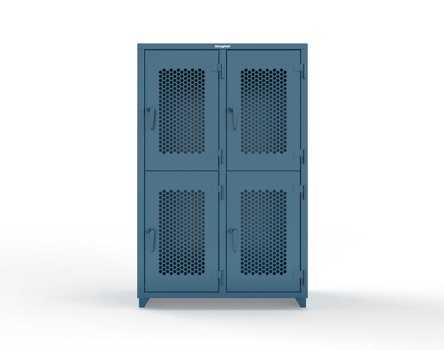 Extra Heavy Duty 14 GA Double-Tier Ventilated Locker, 4 Compartments - 48 in. W x 24 in. D x 75 in. H - 46-4H-24-2T-L-5001