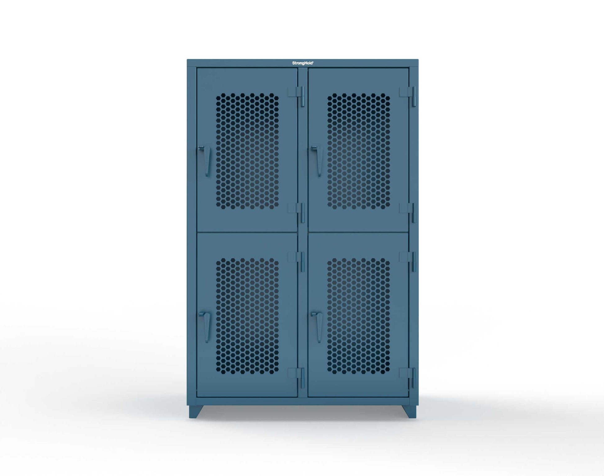 Extra Heavy Duty 14 GA Double-Tier Ventilated Locker, 4 Compartments - 48 in. W x 24 in. D x 75 in. H - 46-4H-24-2T-L-5001