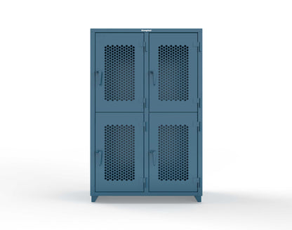Extra Heavy Duty 14 GA Double-Tier Ventilated Locker, 4 Compartments - 48 in. W x 24 in. D x 75 in. H - 46-4H-24-2T-L-5001