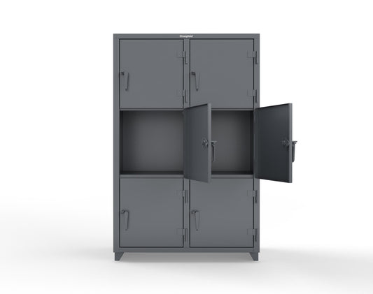 Extra Heavy Duty 14 GA Triple-Tier Locker, 6 Compartments - 48 in. W x 24 in. D x 75 in. H - 46-6D-24-3T-L-7024