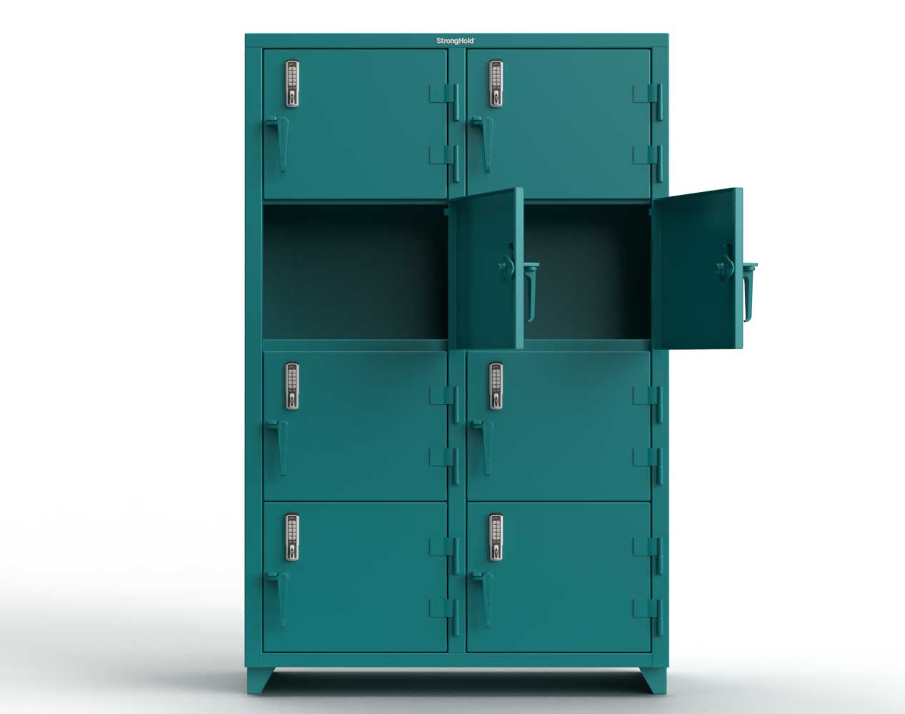 Extra Heavy Duty 14 GA 4-Tier Locker with Keyless Entry Lock, 8 Compartments - 48 in. W x 24 in. D x 75 in. H