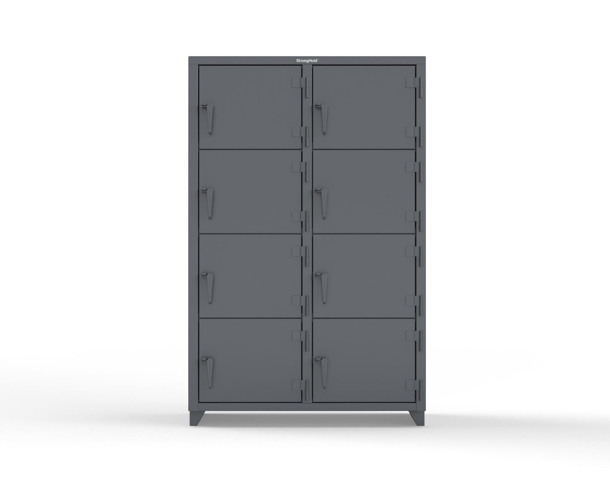 Extra Heavy Duty 14 GA 4-Tier Locker, 8 Compartments - 48 in. W x 24 in. D x 75 in. H - 46-8D-24-4T-L-7024