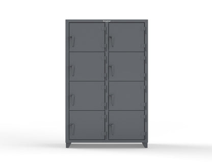 Extra Heavy Duty 14 GA 4-Tier Locker, 8 Compartments - 48 in. W x 24 in. D x 75 in. H - 46-8D-24-4T-L-7024