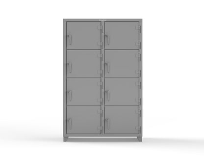 Extra Heavy Duty 14 GA 4-Tier Locker, 8 Compartments - 48 in. W x 24 in. D x 75 in. H - 46-8D-24-4T-L-7037