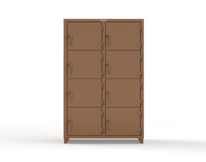 Extra Heavy Duty 14 GA 4-Tier Locker, 8 Compartments - 48 in. W x 24 in. D x 75 in. H - 46-8D-24-4T-L-8008