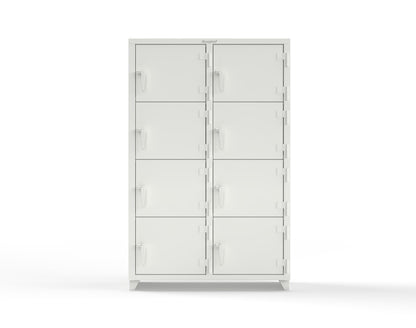 Extra Heavy Duty 14 GA 4-Tier Locker, 8 Compartments - 48 in. W x 24 in. D x 75 in. H - 46-8D-24-4T-L-9003