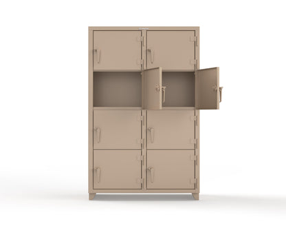 Extra Heavy Duty 14 GA 4-Tier Locker, 8 Compartments - 48 in. W x 24 in. D x 75 in. H - 46-8D-24-4T-L-1019