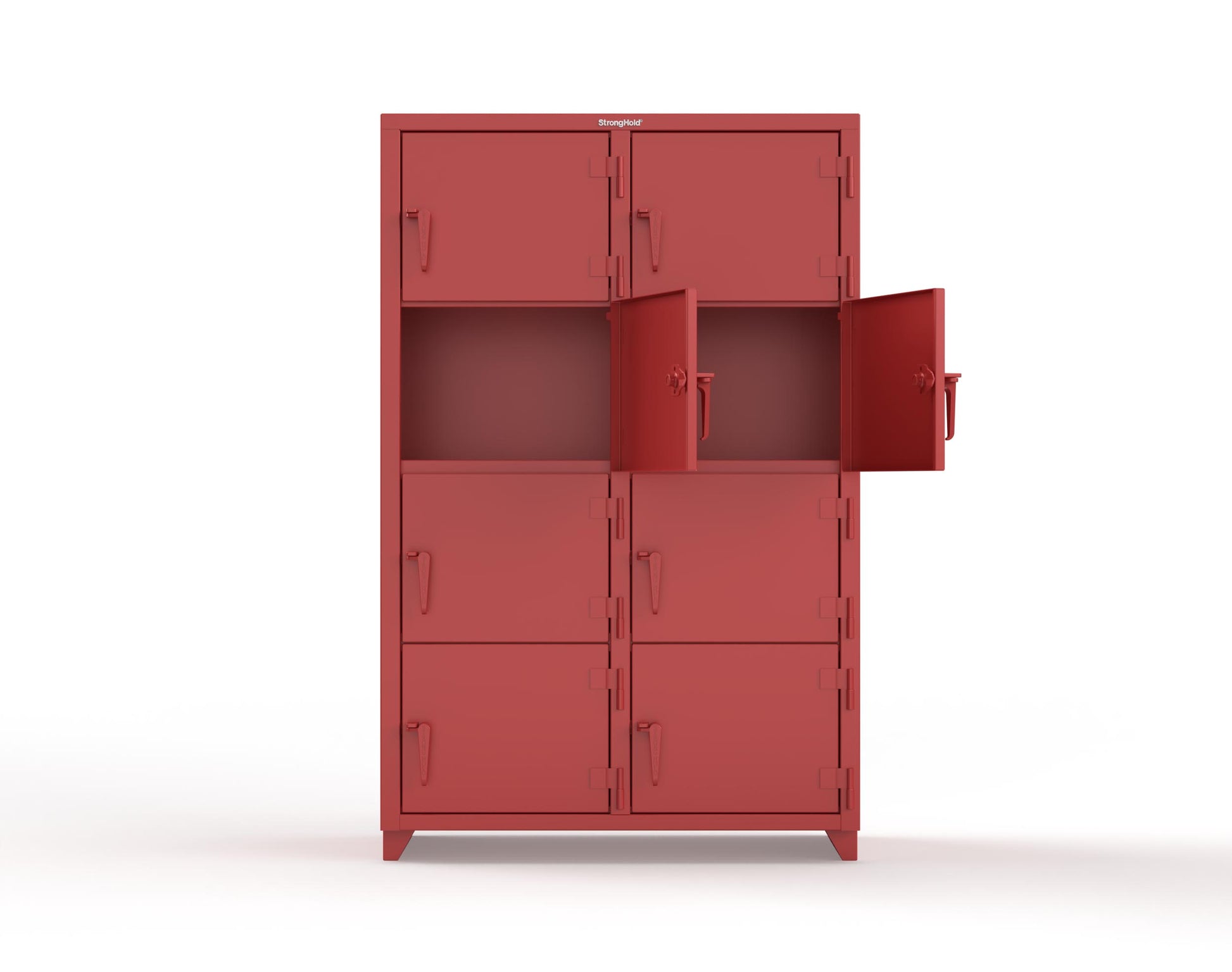 Extra Heavy Duty 14 GA 4-Tier Locker, 8 Compartments - 48 in. W x 24 in. D x 75 in. H - 46-8D-24-4T-L-3001