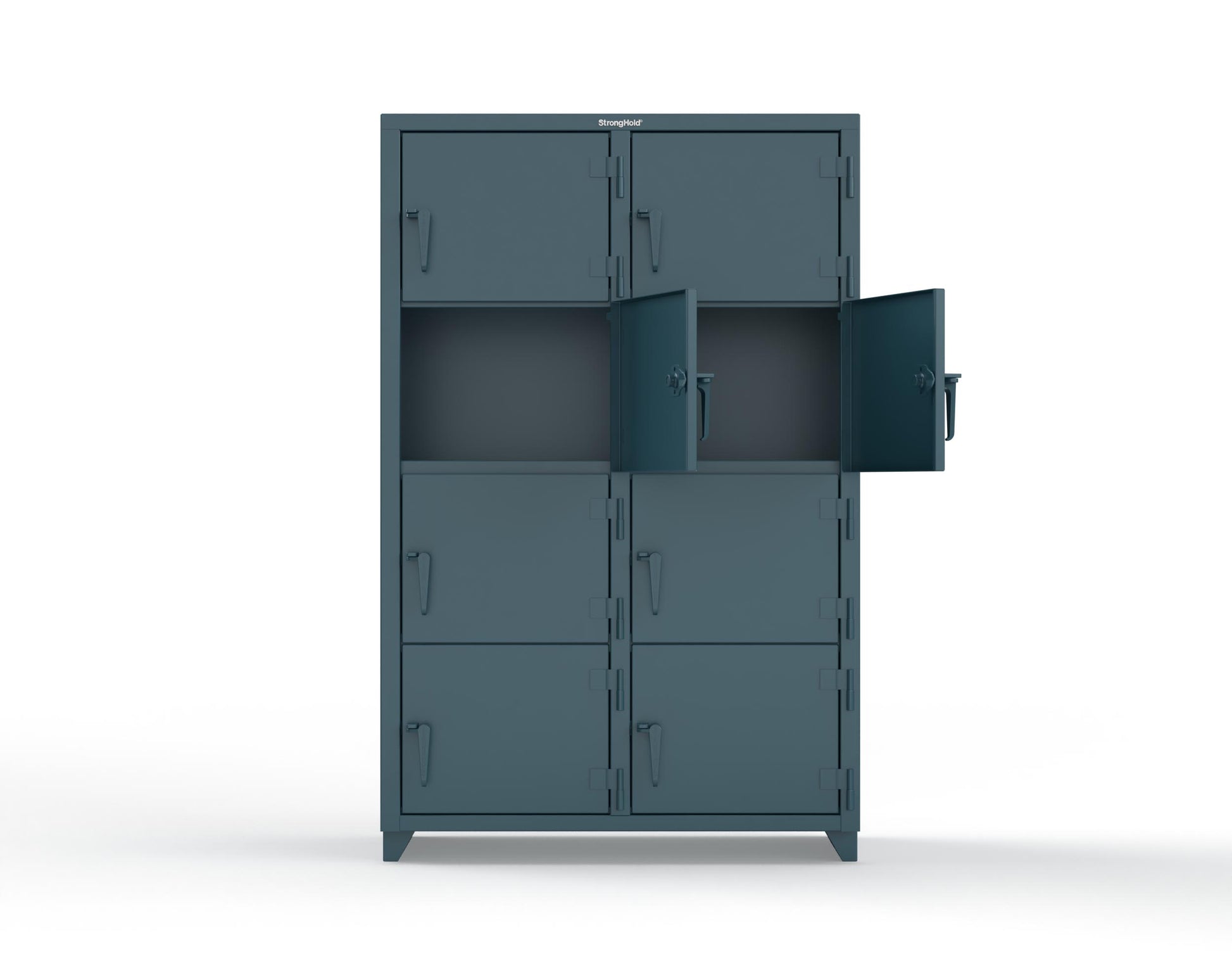 Extra Heavy Duty 14 GA 4-Tier Locker, 8 Compartments - 48 in. W x 24 in. D x 75 in. H - 46-8D-24-4T-L-5001
