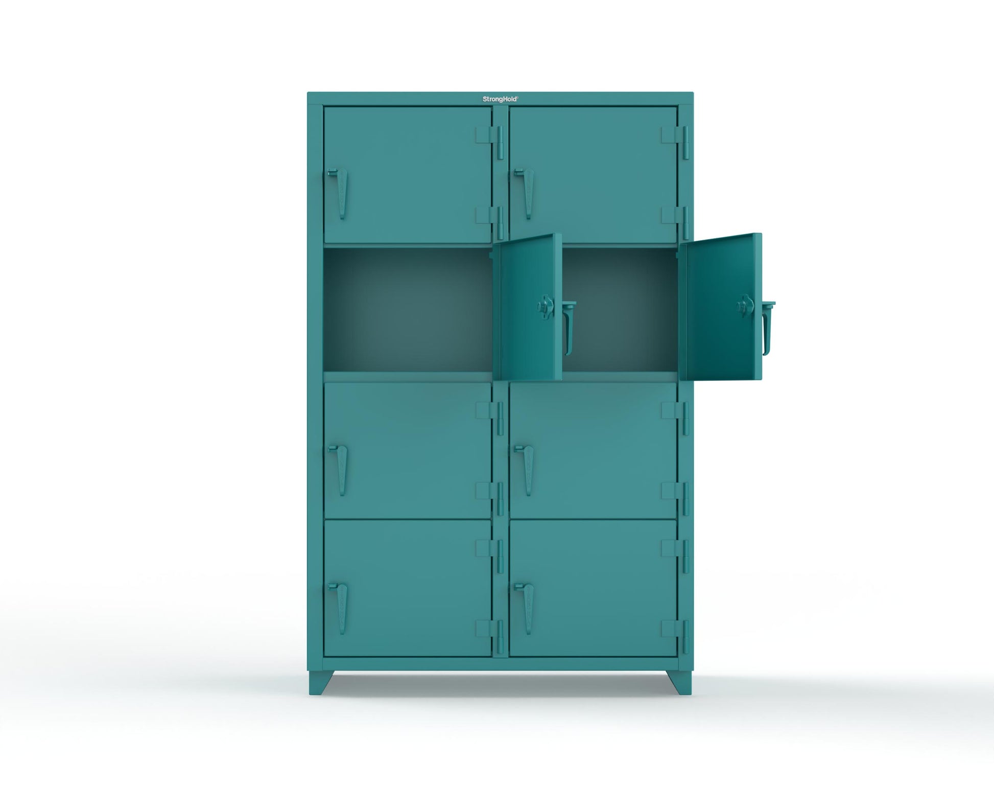 Extra Heavy Duty 14 GA 4-Tier Locker, 8 Compartments - 48 in. W x 24 in. D x 75 in. H - 46-8D-24-4T-L-5021