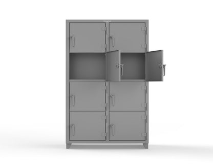 Extra Heavy Duty 14 GA 4-Tier Locker, 8 Compartments - 48 in. W x 24 in. D x 75 in. H - 46-8D-24-4T-L-7037