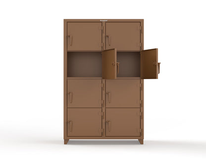 Extra Heavy Duty 14 GA 4-Tier Locker, 8 Compartments - 48 in. W x 24 in. D x 75 in. H - 46-8D-24-4T-L-8008