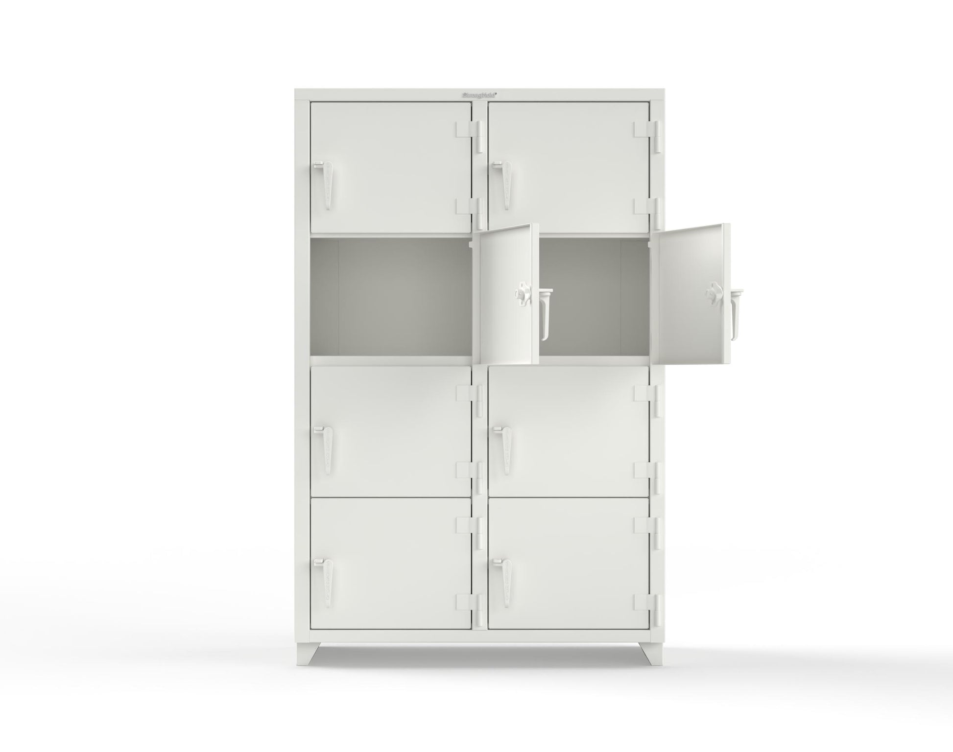 Extra Heavy Duty 14 GA 4-Tier Locker, 8 Compartments - 48 in. W x 24 in. D x 75 in. H - 46-8D-24-4T-L-9003