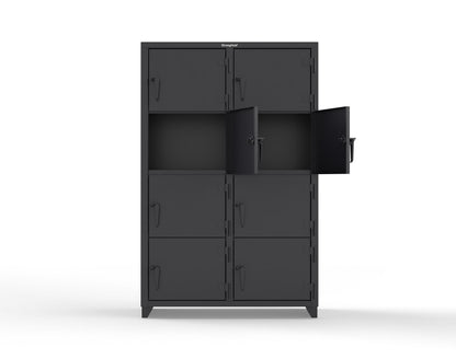 Extra Heavy Duty 14 GA 4-Tier Locker, 8 Compartments - 48 in. W x 24 in. D x 75 in. H - 46-8D-24-4T-L-9005
