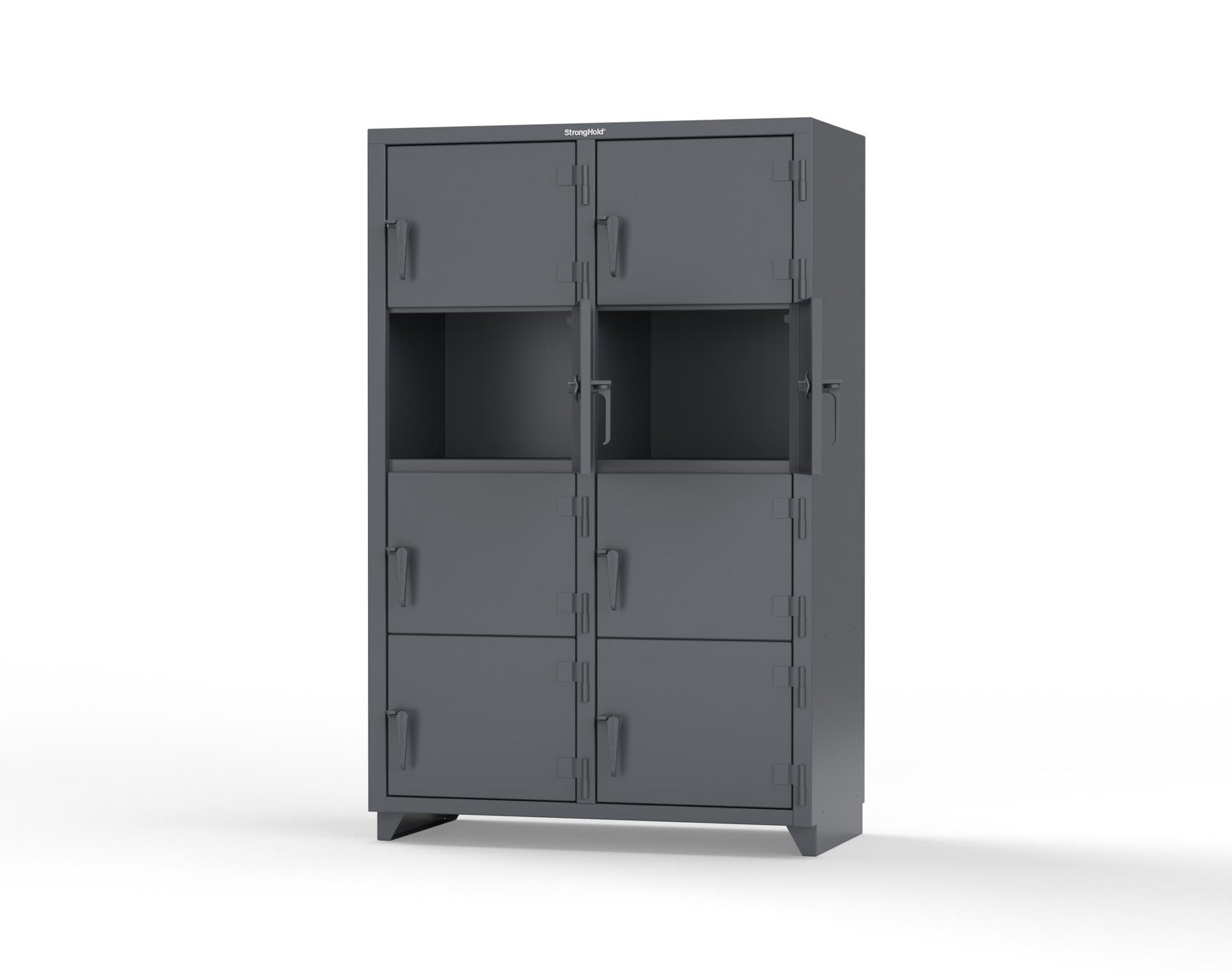 Extra Heavy Duty 14 GA 4-Tier Locker, 8 Compartments - 48 in. W x 24 in. D x 75 in. H - 46-8D-24-4T-L-7024