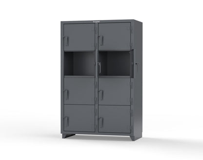 Extra Heavy Duty 14 GA 4-Tier Locker, 8 Compartments - 48 in. W x 24 in. D x 75 in. H - 46-8D-24-4T-L-7024