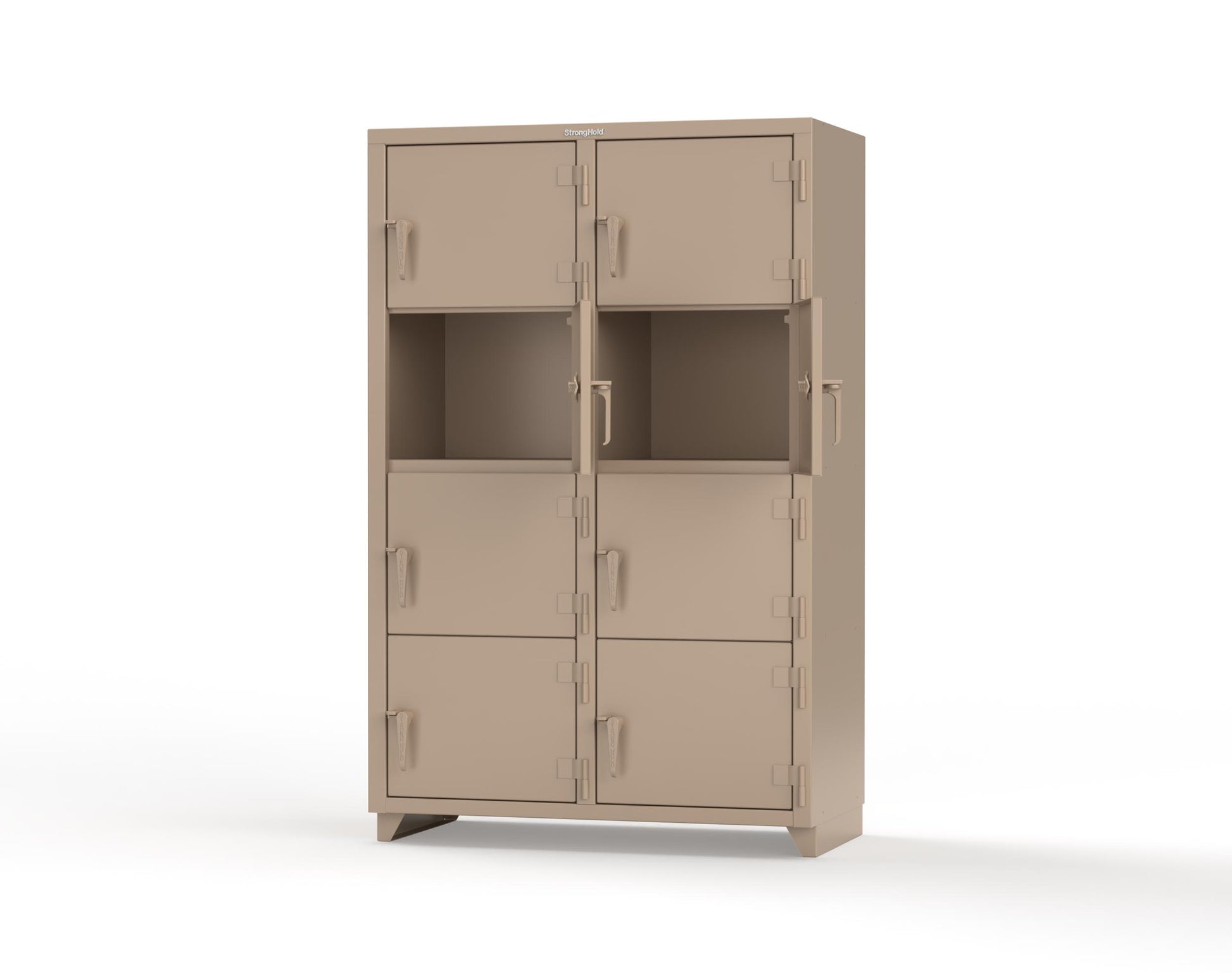 Extra Heavy Duty 14 GA 4-Tier Locker, 8 Compartments - 48 in. W x 24 in. D x 75 in. H - 46-8D-24-4T-L-1019