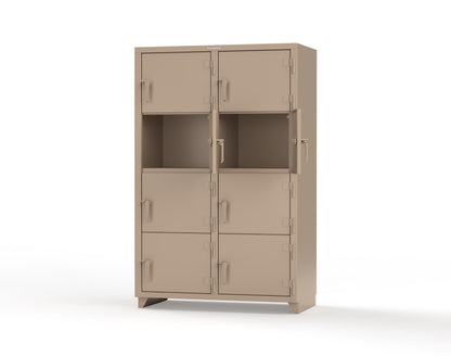 Extra Heavy Duty 14 GA 4-Tier Locker, 8 Compartments - 48 in. W x 24 in. D x 75 in. H - 46-8D-24-4T-L-1019