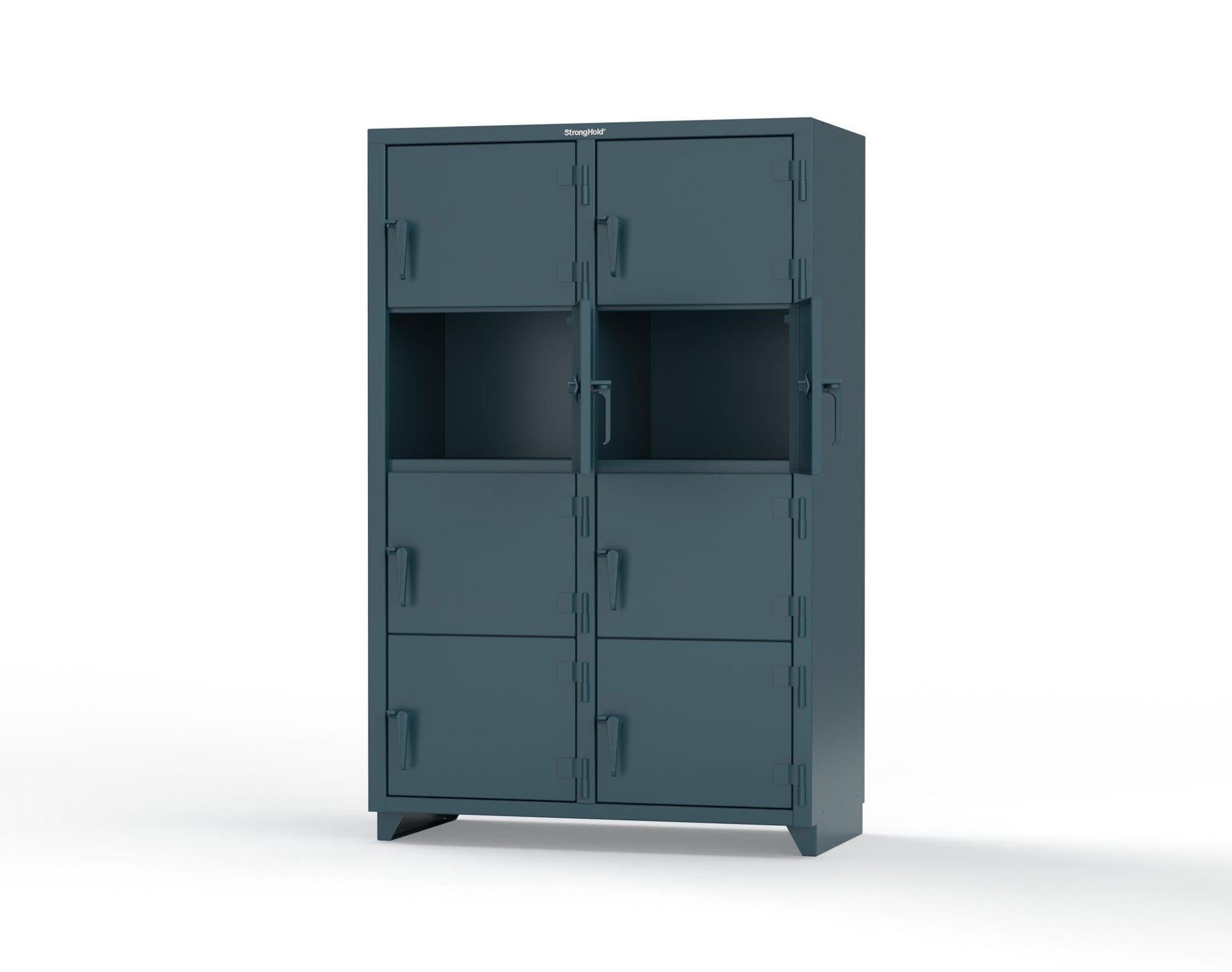 Extra Heavy Duty 14 GA 4-Tier Locker, 8 Compartments - 48 in. W x 24 in. D x 75 in. H - 46-8D-24-4T-L-5001