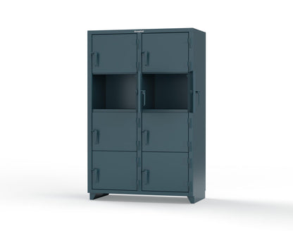 Extra Heavy Duty 14 GA 4-Tier Locker, 8 Compartments - 48 in. W x 24 in. D x 75 in. H - 46-8D-24-4T-L-5001