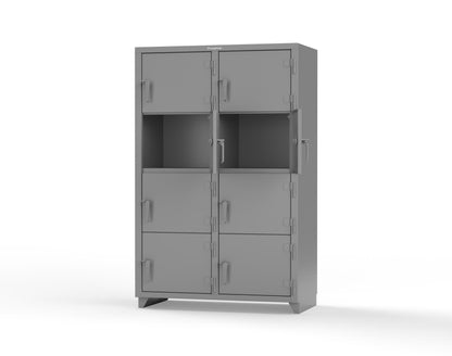 Extra Heavy Duty 14 GA 4-Tier Locker, 8 Compartments - 48 in. W x 24 in. D x 75 in. H - 46-8D-24-4T-L-7037