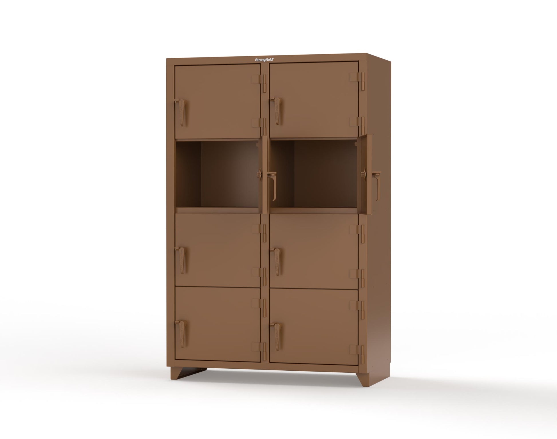 Extra Heavy Duty 14 GA 4-Tier Locker, 8 Compartments - 48 in. W x 24 in. D x 75 in. H - 46-8D-24-4T-L-8008