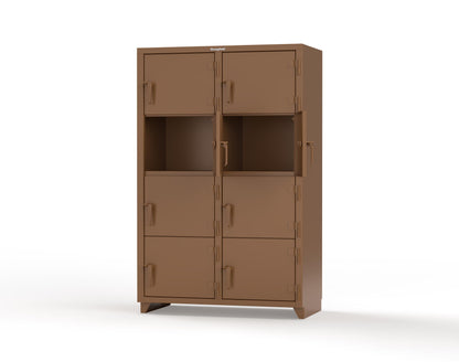 Extra Heavy Duty 14 GA 4-Tier Locker, 8 Compartments - 48 in. W x 24 in. D x 75 in. H - 46-8D-24-4T-L-8008