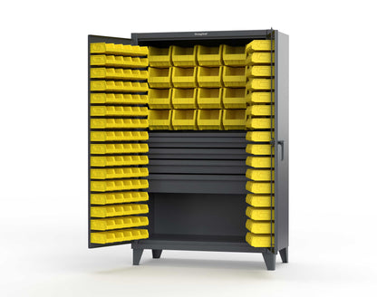 Extreme Duty 12 GA Bin Cabinet with Multiple Sized Bins, 4 Drawers, 1 Shelf - 48 In. W x 24 In. D x 78 In. H - 46-BBS-241-4DB-7024