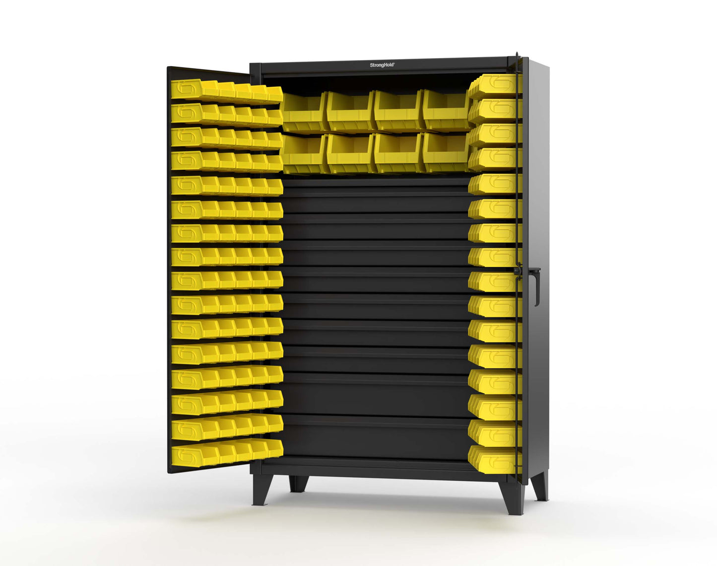 Extreme Duty 12 GA Bin Cabinet with Multiple Sized Bins, 9 Drawers, 1 Shelf - 48 In. W x 24 In. D x 78 In. H - 46-BBS-241-9DB-9005