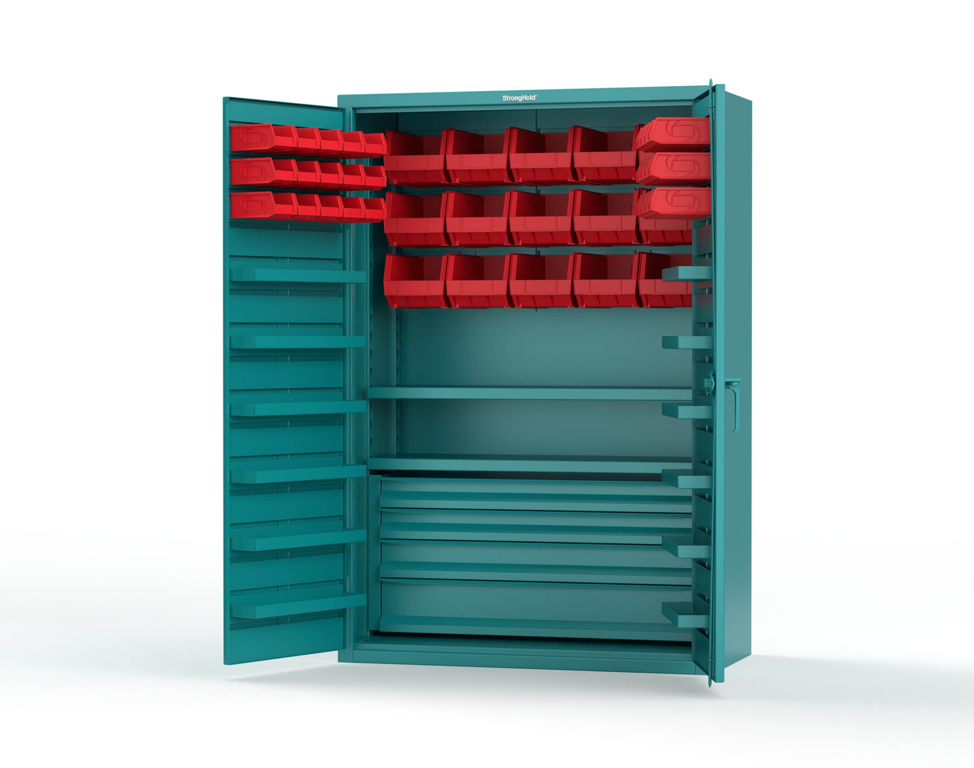 Teal (RAL 5021) / Red (RAL 3001)