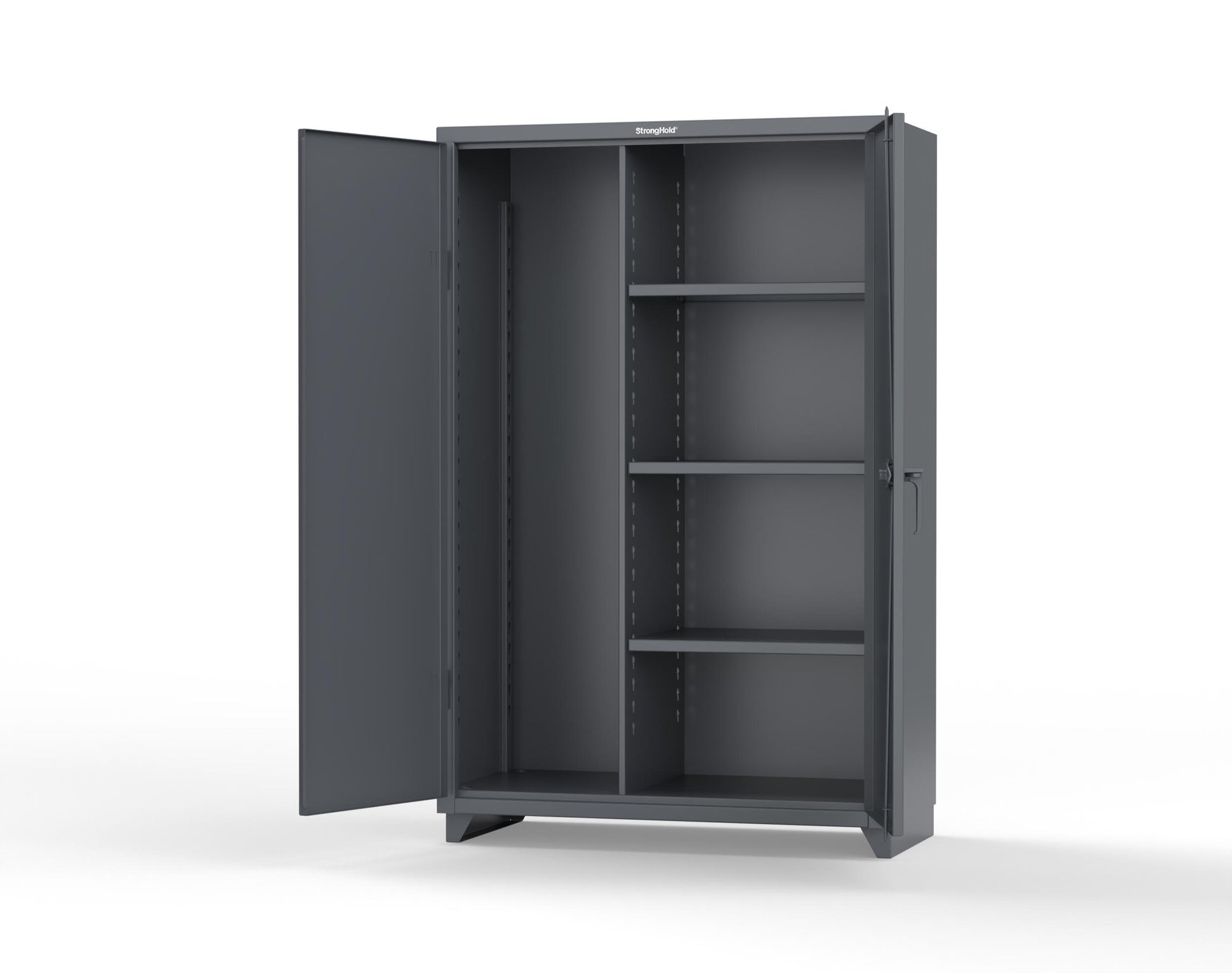 Extra Heavy Duty 14 GA Janitorial Cabinet with 3 Shelves - 48 In. W x 24 In. D x 75 In. H - 46-BC-243-L-7024