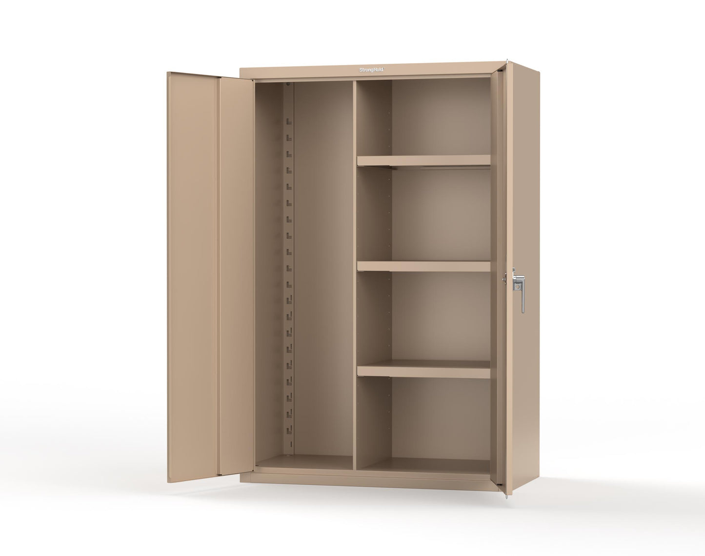 Heavy Duty 18 GA Janitorial Cabinet with 3 half Shelves - 48 in. W x 24 in. D x 72 in. H - 46-BC-243-P-1019