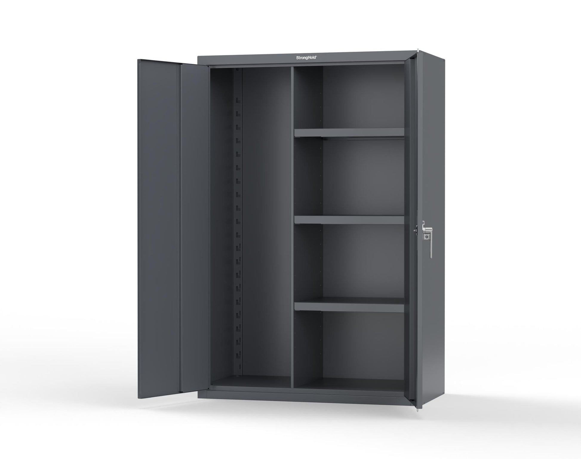 Heavy Duty 18 GA Janitorial Cabinet with 3 half Shelves - 48 in. W x 24 in. D x 72 in. H - 46-BC-243-P-7024