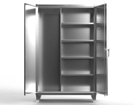 Extreme Duty 12 GA Stainless Steel Janitorial Cabinet with 4 Shelves - 36 In. W x 24 In. D x 78 In. H