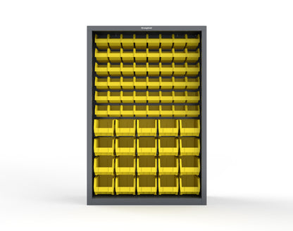 Heavy Duty 18 GA Closed Shelving Unit with Bins - 48 in. W x 18 in. D x 72 in. H - 46-CSU-BSC-180-P-7024