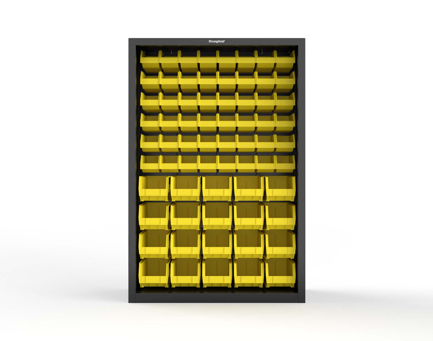 Heavy Duty 18 GA Closed Shelving Unit with Bins - 48 in. W x 18 in. D x 72 in. H - 46-CSU-BSC-180-P-9005