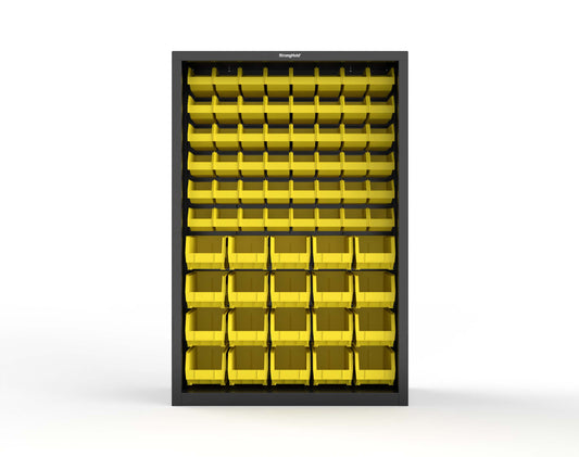 Heavy Duty 18 GA Closed Shelving Unit with Bins - 48 in. W x 18 in. D x 72 in. H - 46-CSU-BSC-180-P-9005