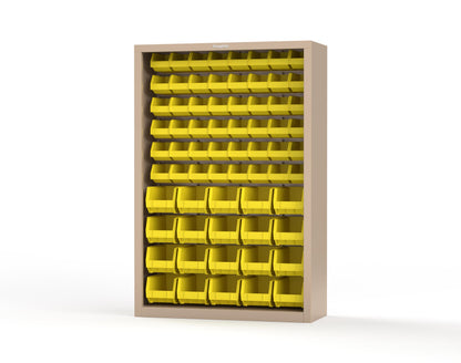 Heavy Duty 18 GA Closed Shelving Unit with Bins - 48 in. W x 18 in. D x 72 in. H - 46-CSU-BSC-180-P-1019