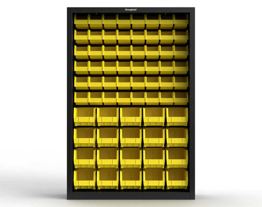 Heavy Duty 18 GA Closed Shelving Unit with Bins - 48 in. W x 18 in. D x 72 in. H