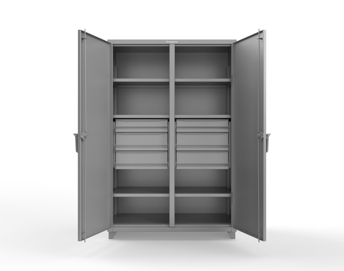 Extra Heavy Duty 14 GA Double Shift Cabinet with 6 Drawers, 6 Shelves - 48 In. W x 24 In. D x 75 In. H - 46-DS-246-6DB-L-7037
