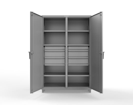 Extra Heavy Duty 14 GA Double Shift Cabinet with 6 Drawers, 6 Shelves - 48 In. W x 24 In. D x 75 In. H - 46-DS-246-6DB-L-7037