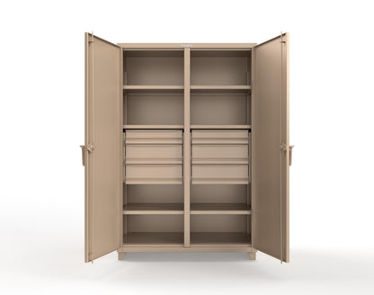 Extra Heavy Duty 14 GA Double Shift Cabinet with 6 Drawers, 6 Shelves - 48 In. W x 24 In. D x 75 In. H - 46-DS-246-6DB-L-1019