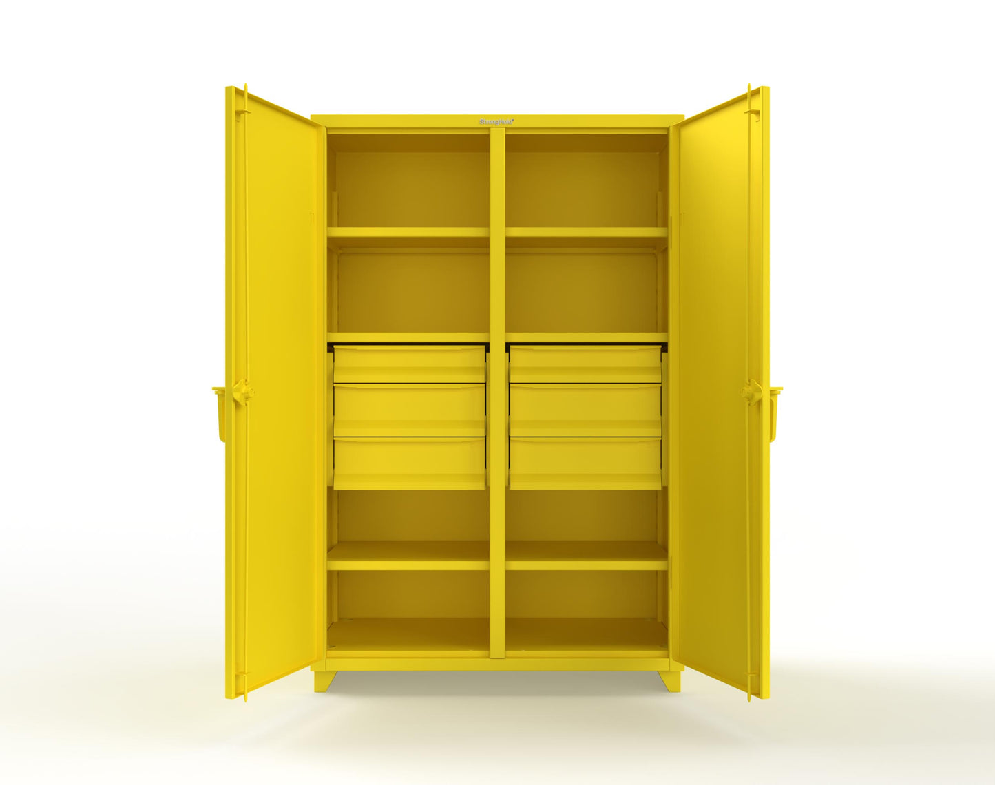 Extra Heavy Duty 14 GA Double Shift Cabinet with 6 Drawers, 6 Shelves - 48 In. W x 24 In. D x 75 In. H - 46-DS-246-6DB-L-1021