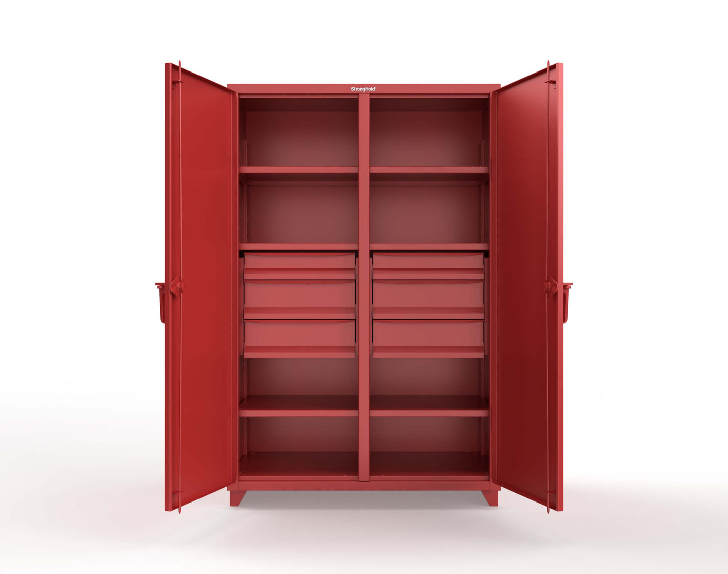 Extra Heavy Duty 14 GA Double Shift Cabinet with 6 Drawers, 6 Shelves - 48 In. W x 24 In. D x 75 In. H - 46-DS-246-6DB-L-3001