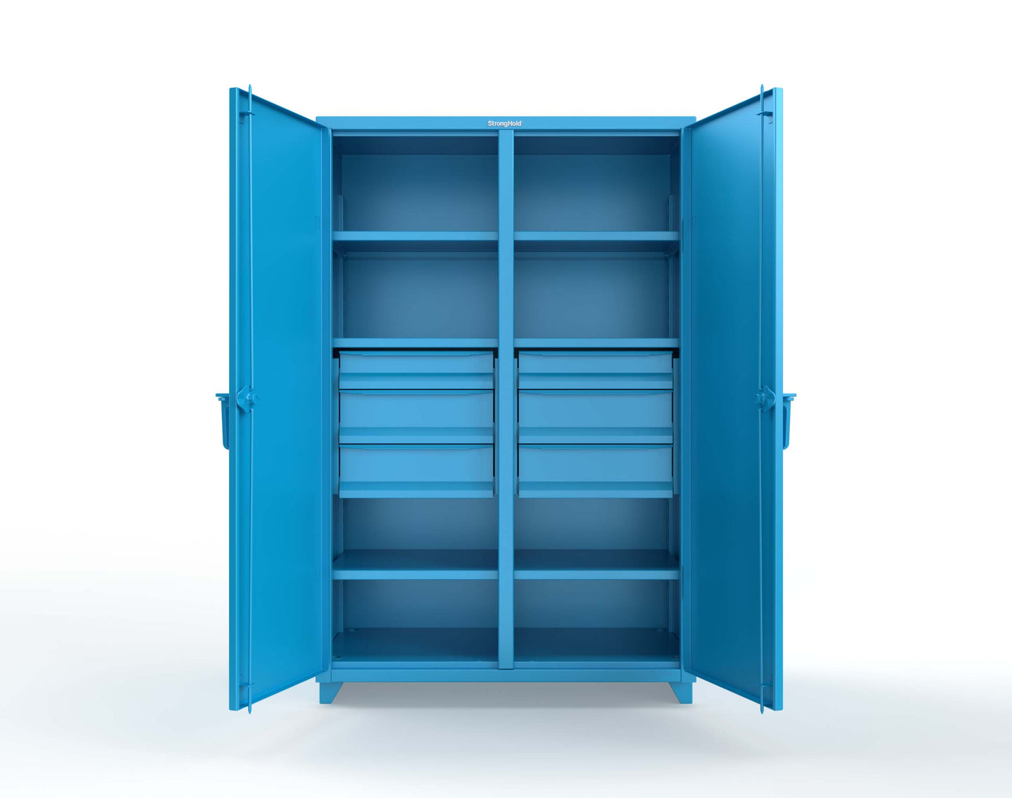 Extra Heavy Duty 14 GA Double Shift Cabinet with 6 Drawers, 6 Shelves - 48 In. W x 24 In. D x 75 In. H - 46-DS-246-6DB-L-5012