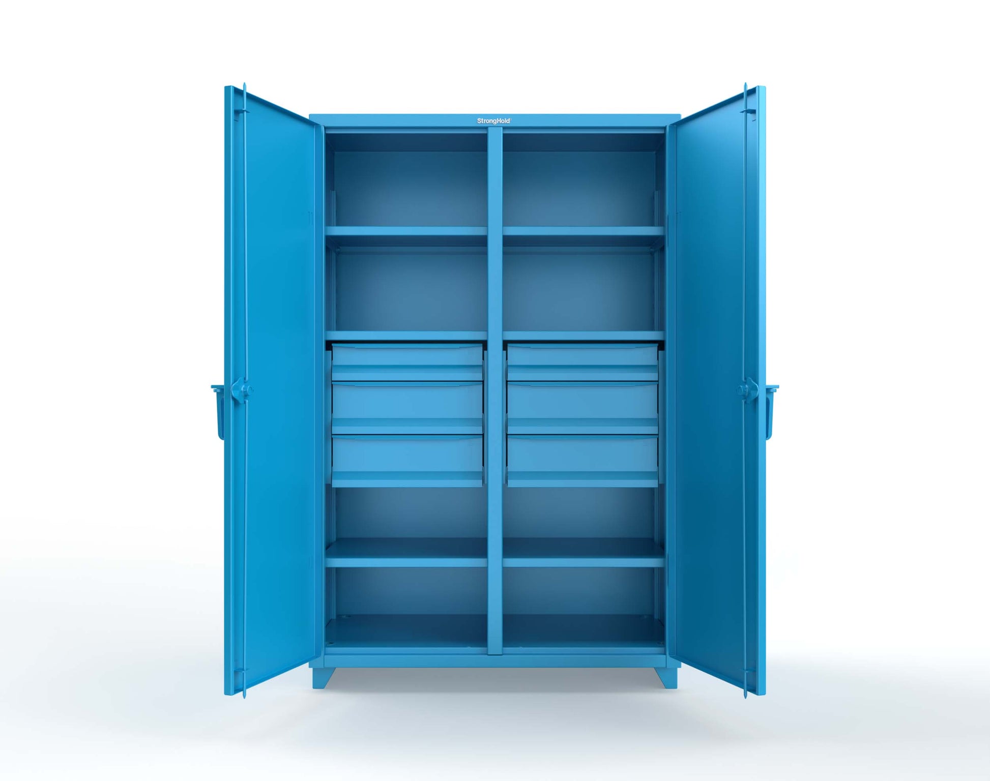 Extra Heavy Duty 14 GA Double Shift Cabinet with 6 Drawers, 6 Shelves - 48 In. W x 24 In. D x 75 In. H - 46-DS-246-6DB-L-5012