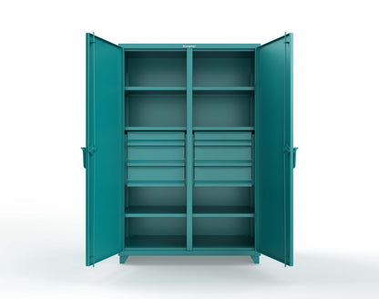 Extra Heavy Duty 14 GA Double Shift Cabinet with 6 Drawers, 6 Shelves - 48 In. W x 24 In. D x 75 In. H - 46-DS-246-6DB-L-5021