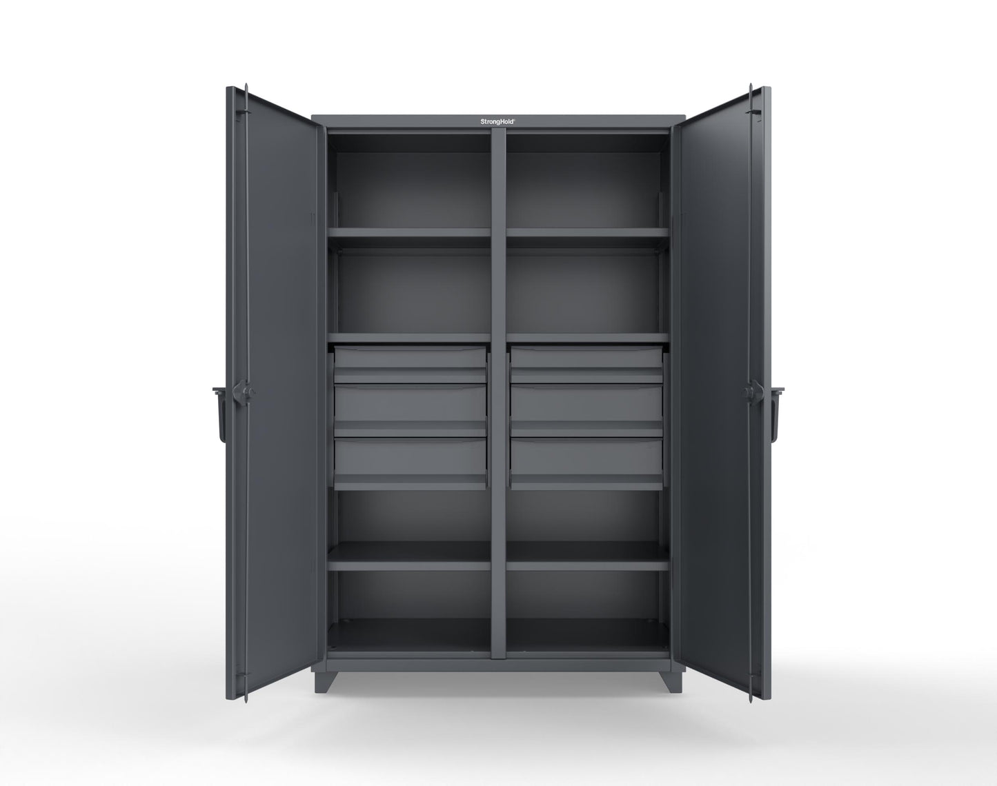 Extra Heavy Duty 14 GA Double Shift Cabinet with 6 Drawers, 6 Shelves - 48 In. W x 24 In. D x 75 In. H - 46-DS-246-6DB-L-7024