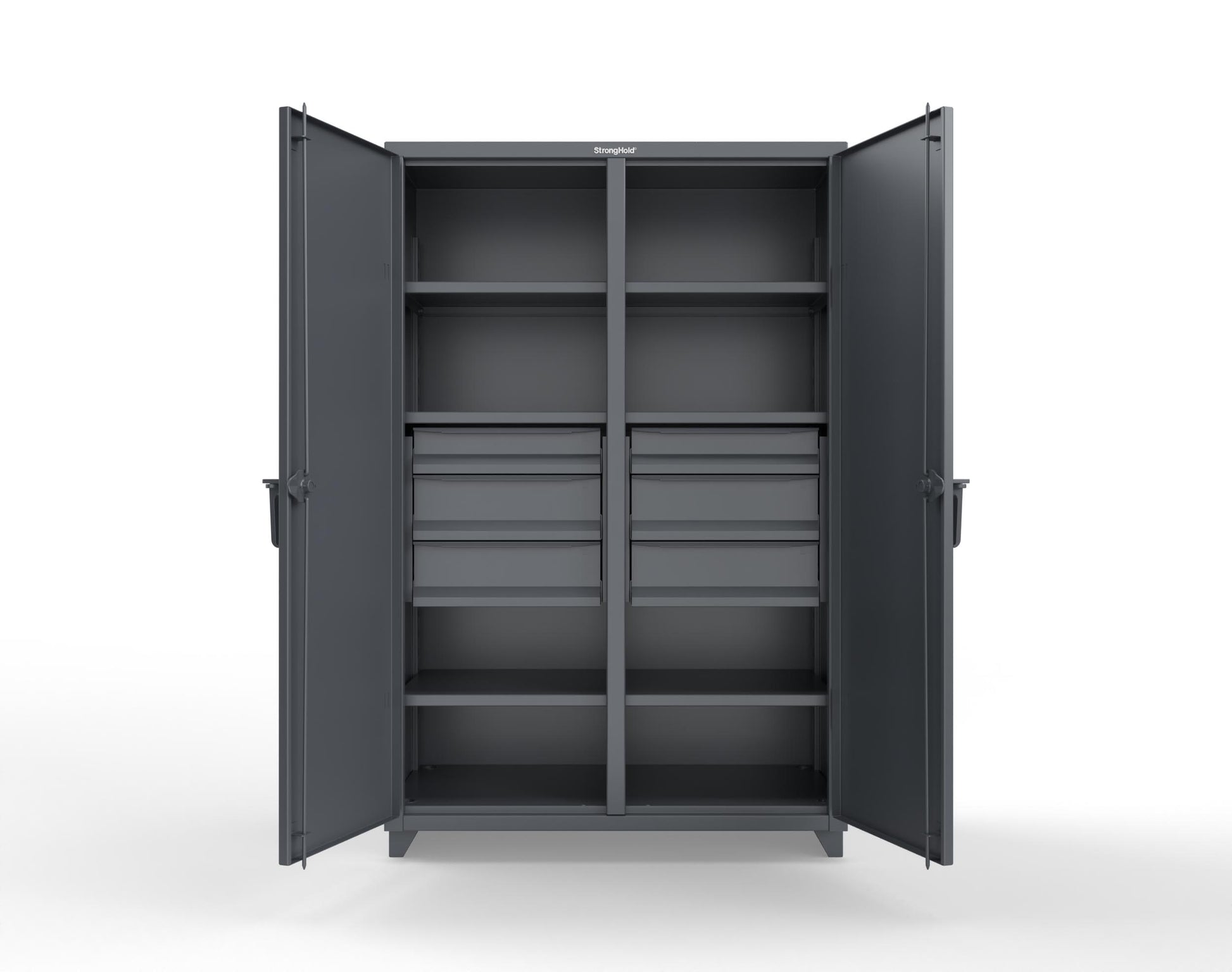 Extra Heavy Duty 14 GA Double Shift Cabinet with 6 Drawers, 6 Shelves - 48 In. W x 24 In. D x 75 In. H - 46-DS-246-6DB-L-7024